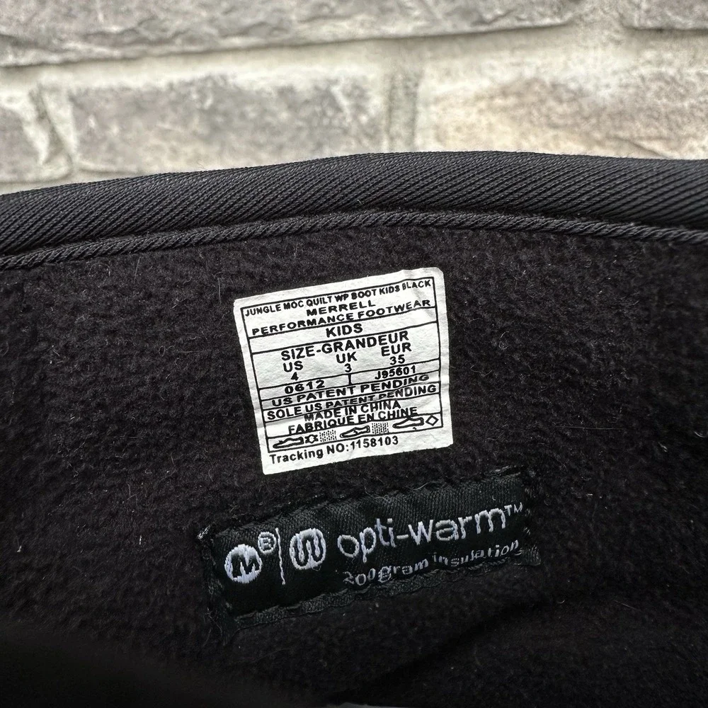 Merrell Girls Size 4 Jungle Moc Quilted Winter‎ Boots Waterproof Black Suede